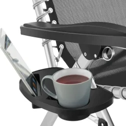 tectake Ligstoel Cloud II met zonnekap, opvouwbaar, Zwart