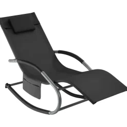 tectake Ligstoel Taya, ergonomisch, schommelfunctie, Zwart