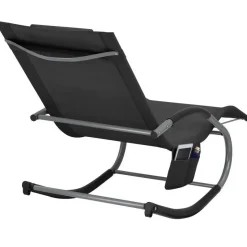 tectake Ligstoel Taya, ergonomisch, schommelfunctie, Zwart