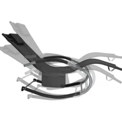 tectake Ligstoel Taya, ergonomisch, schommelfunctie, Zwart