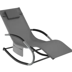 tectake Ligstoel Taya, ergonomisch, schommelfunctie, Grijs