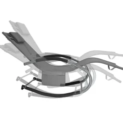 tectake Ligstoel Taya, ergonomisch, schommelfunctie, Grijs