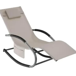 tectake Ligstoel Taya, ergonomisch, schommelfunctie, Beige