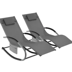 tectake Ligstoel Taya, ergonomisch, schommelfunctie, Grijs