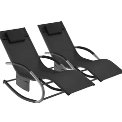 tectake Ligstoel Taya, ergonomisch, schommelfunctie, Zwart