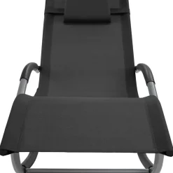 tectake Ligstoel Taya, ergonomisch, schommelfunctie, Zwart