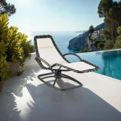 tectake Ligstoel Toulon, ergonomisch, schommelfunctie, Beige