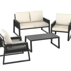 tectake Loungeset Captive in touwontwerp, Antraciet