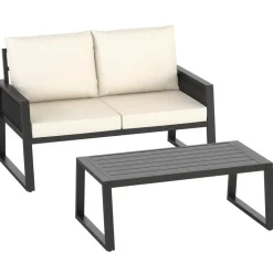 tectake Loungeset Captive in touwontwerp, Antraciet