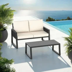 tectake Loungeset Captive in touwontwerp, Antraciet