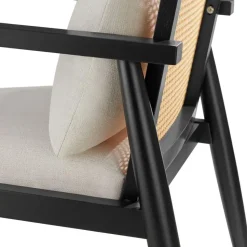 tectake Loungestoel Manuela met Weens vlechtwerk en extra kussen, Wit