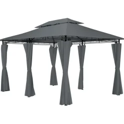 tectake Luxe tuinpaviljoen Emine 4x3m met 6 zijdelen, Antraciet