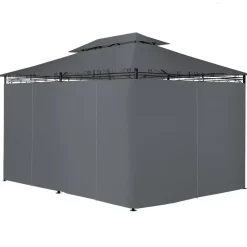 tectake Luxe tuinpaviljoen Emine 4x3m met 6 zijdelen, Antraciet