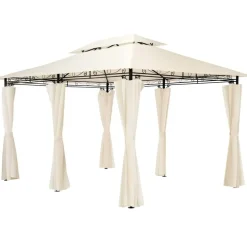 tectake Luxe tuinpaviljoen Emine 4x3m met 6 zijdelen, Crème