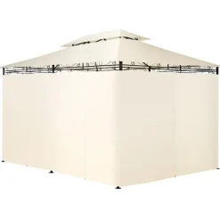tectake Luxe tuinpaviljoen Emine 4x3m met 6 zijdelen, Crème