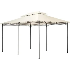 tectake Luxe tuinpaviljoen Emine 4x3m met 6 zijdelen, Crème
