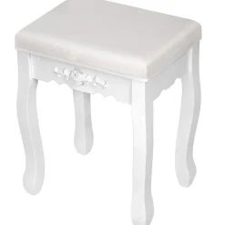 tectake Makeup-tafel met spiegel en hocker in antieke look, Wit