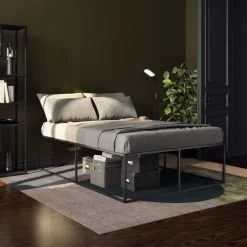 tectake Metalen bedframe Kyoto met lattenbodem, 250 kg, 140 x 200 cm, Zwart