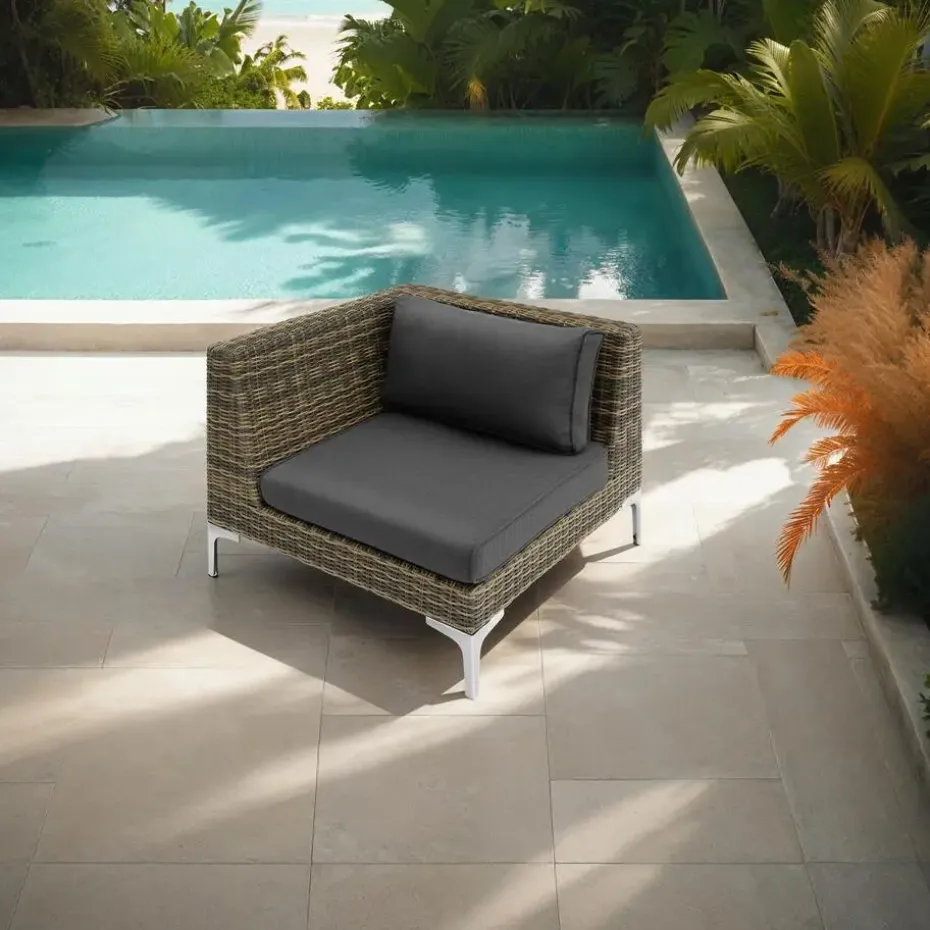 tectake Modulaire wickerset Villanova hoek rechts met aluminium frame