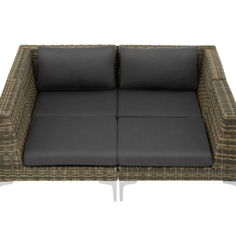 tectake Modulaire wickerset Villanova hoek rechts met aluminium frame