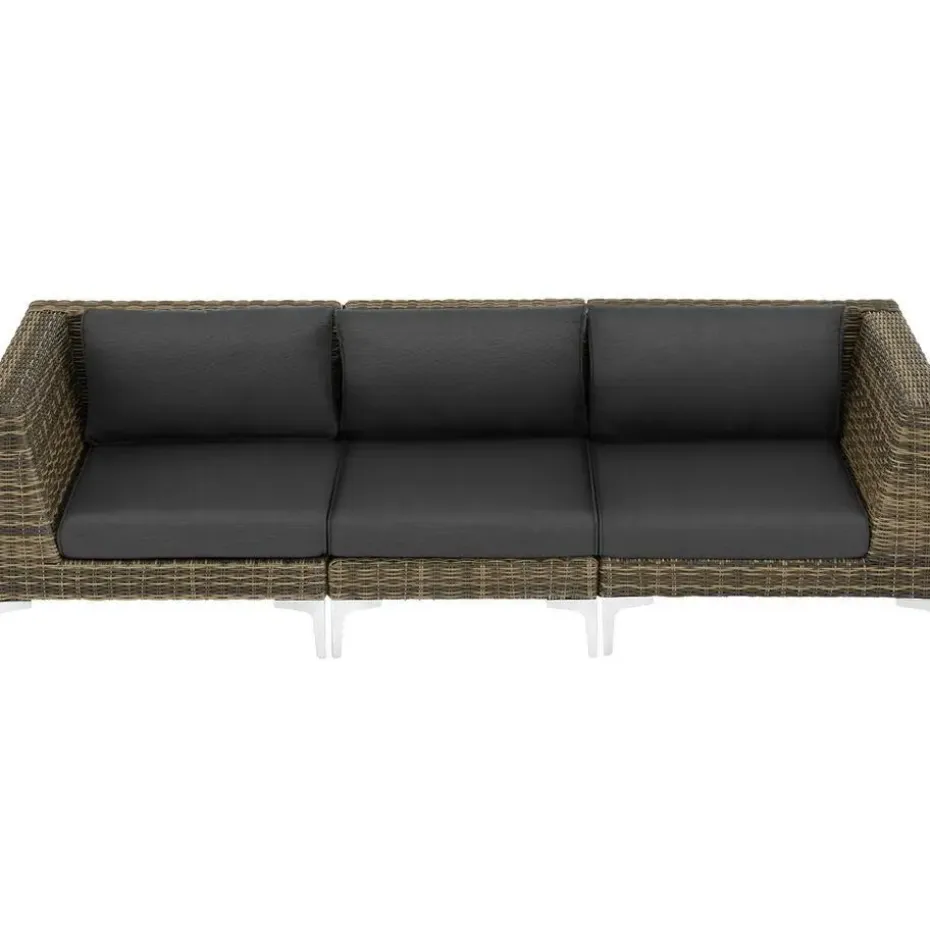 tectake Modulaire wickerset Villanova hoek rechts met aluminium frame