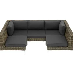 tectake Modulaire wickerset Villanova hoek rechts met aluminium frame