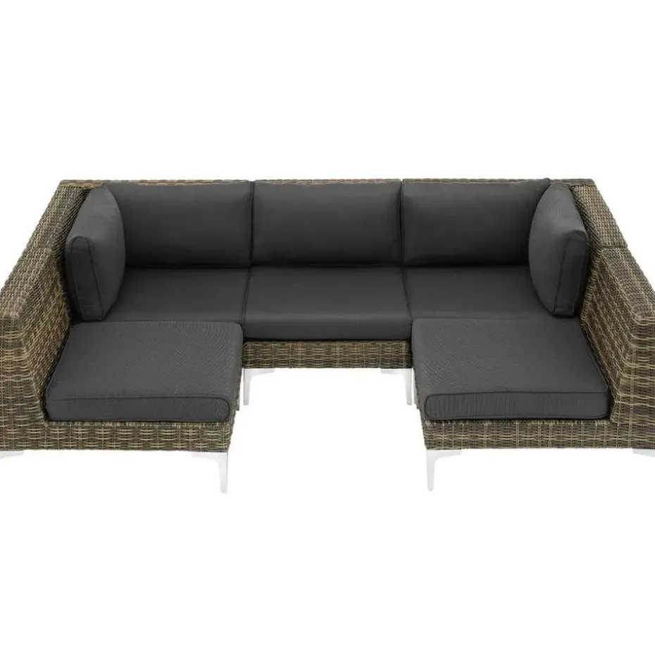 tectake Modulaire wickerset Villanova hoek rechts met aluminium frame