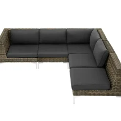 tectake Modulaire wickerset Villanova hoek rechts met aluminium frame