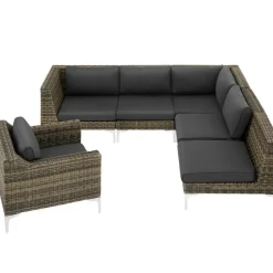 tectake Modulaire wickerset Villanova hoek rechts met aluminium frame