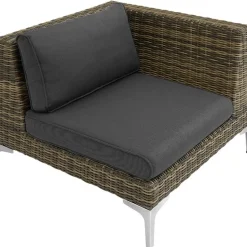 tectake Modulaire wickerset Villanova hoek links met aluminium frame