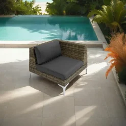 tectake Modulaire wickerset Villanova hoek links met aluminium frame