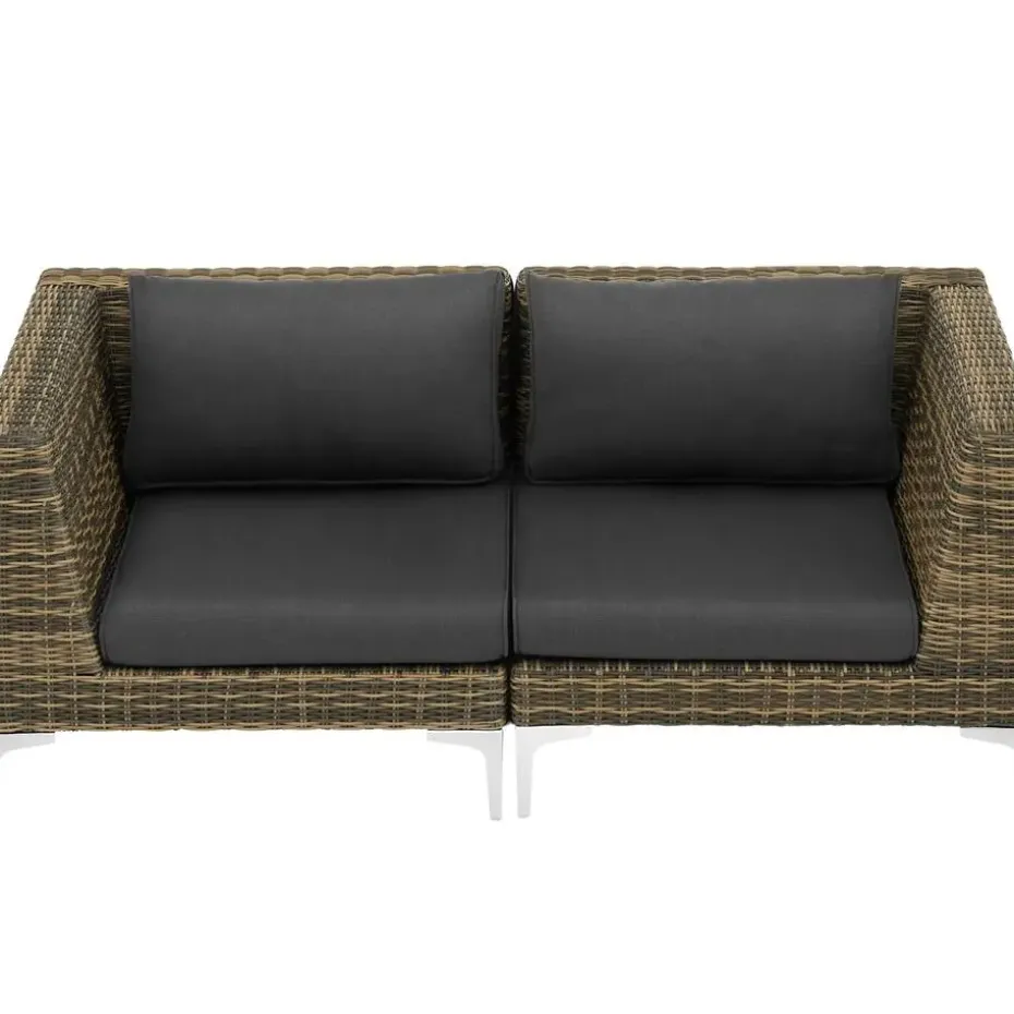 tectake Modulaire wickerset Villanova hoek links met aluminium frame