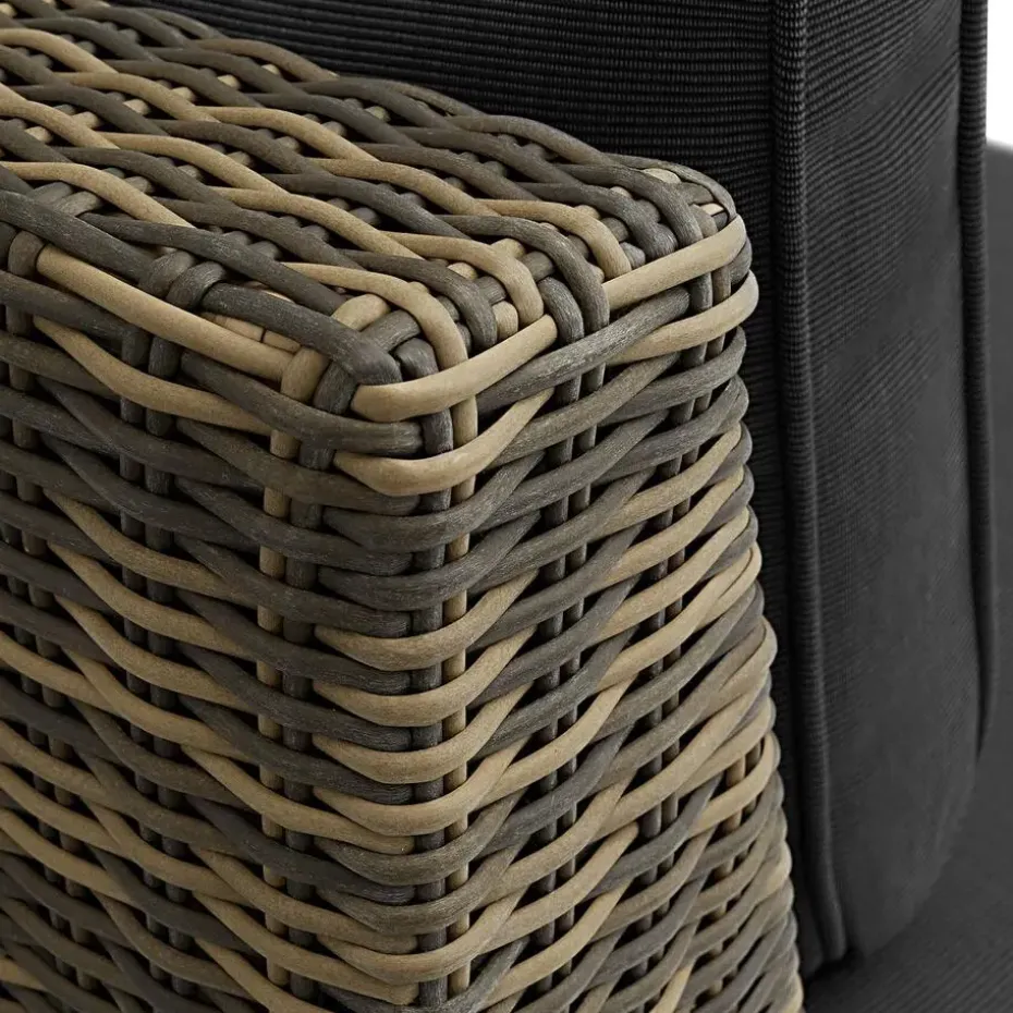 tectake Modulaire wickerset Villanova hoek links met aluminium frame