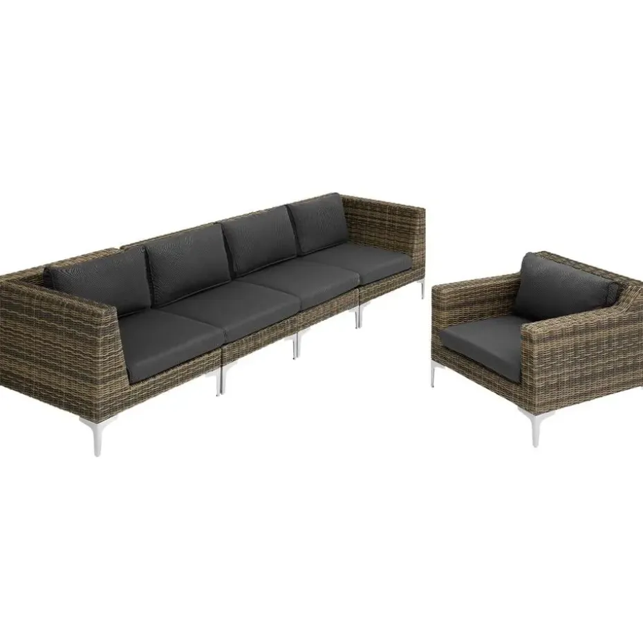 tectake Modulaire wickerset Villanova hoek links met aluminium frame