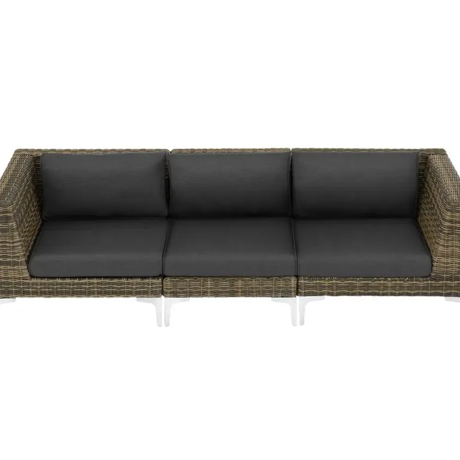 tectake Modulaire wickerset Villanova hoek links met aluminium frame