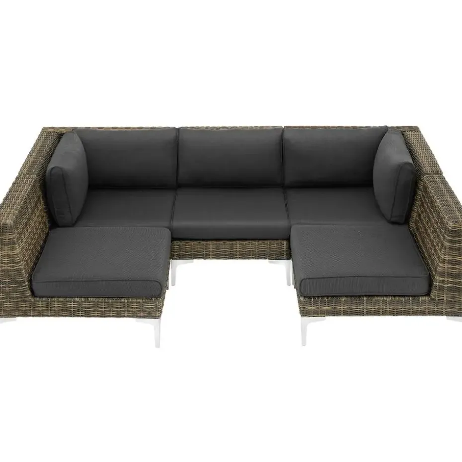 tectake Modulaire wickerset Villanova hoek links met aluminium frame