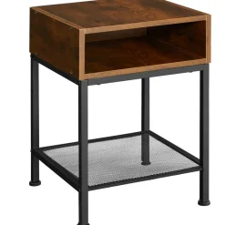 tectake Nachtkastje Harlow 40,5x40,5x52,5cm, Industrieel Hout Donker, Rustiek
