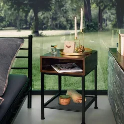 tectake Nachtkastje Harlow 40,5x40,5x52,5cm, Industrieel Hout Donker, Rustiek