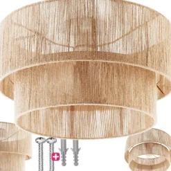 Tectake Plafondlamp Boho - Jute Hanglamp 40W voor Woonkamer/Slaapkamer