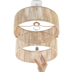 Tectake Plafondlamp Boho - Jute Hanglamp 40W voor Woonkamer/Slaapkamer