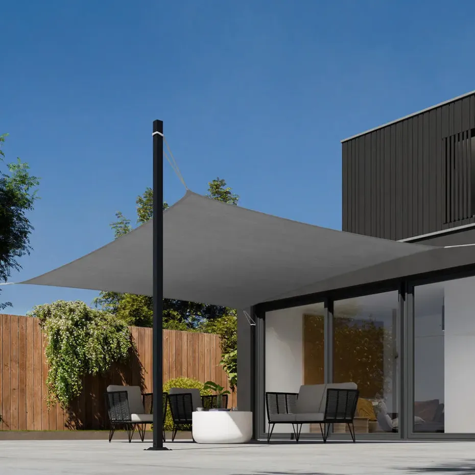 tectake Polyethyleen zonneluifel vierkant grijs, Grijs