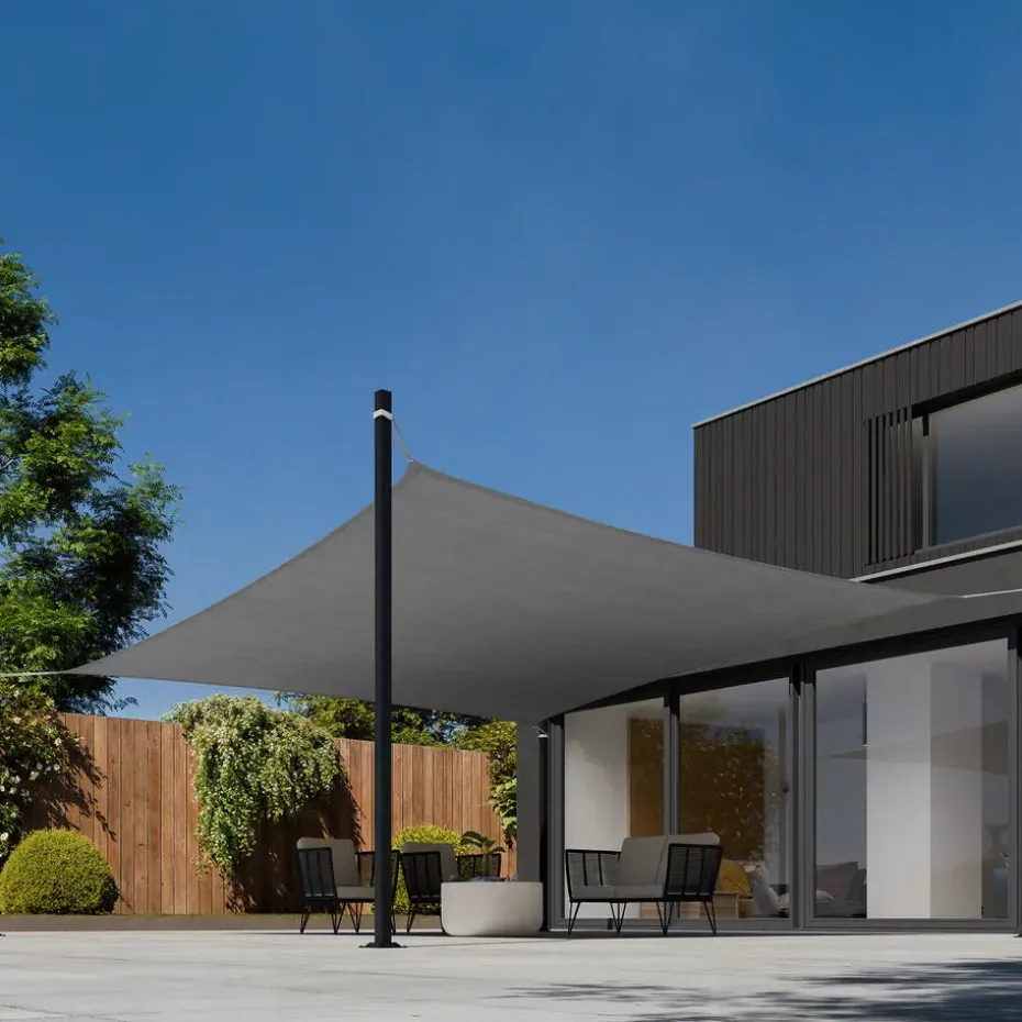 tectake Polyethyleen zonneluifel vierkant grijs, Grijs