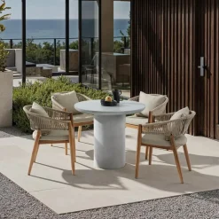 tectake Ronde tuintafel Talmi, voor binnen & buiten, 86,5x75,5cm, Betongrijs