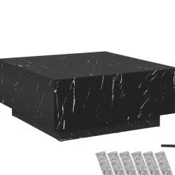 tectake Salontafel Lasley met voet, draagkracht 45 kg, Marmerlook Zwart