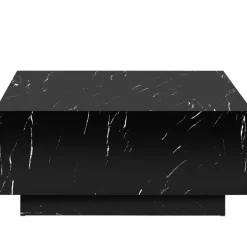 tectake Salontafel Lasley met voet, draagkracht 45 kg, Marmerlook Zwart