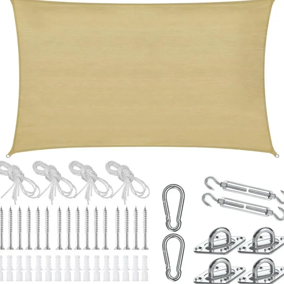 tectake Schaduwdoek Sunny, weerbestendig HDPE-materiaal met UV-bescherming