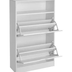 tectake Schoenenkast Calea met 2 kantelvakken voor 12 paar schoenen, Wit