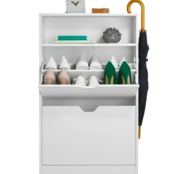 tectake Schoenenkast Calea met 2 kantelvakken voor 12 paar schoenen, Wit