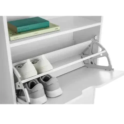 tectake Schoenenkast Calea met 2 kantelvakken voor 12 paar schoenen, Wit