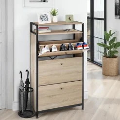 tectake Schoenenkast, Industrieel Licht Hout, Eiken Sonoma